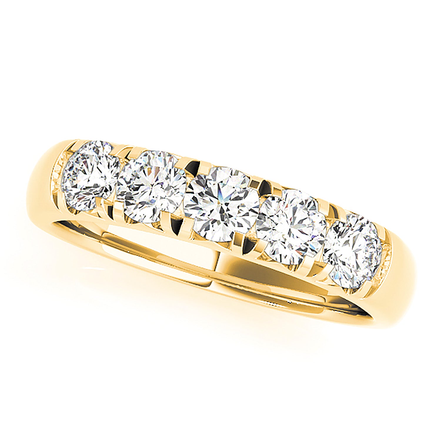 1.00 ctw. Round Diamond Wedding Band 5 Stone Anniversary Ring-VIRABYANI